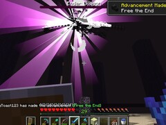 A screengrab of a user slaying the Ender Dragon in Minecraft