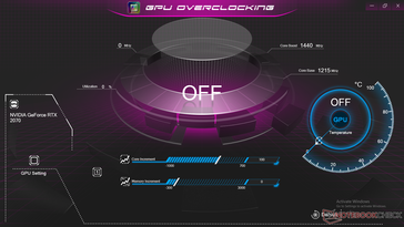 GPU overclock screen