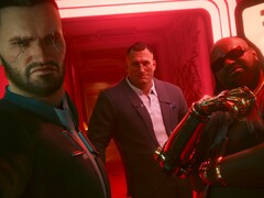 Cyberpunk 2077 protagonist &#039;V&#039; on the left, Jackie in the middle, and Dexter DeShawn to the right. (Image source: CD Projekt Red)
