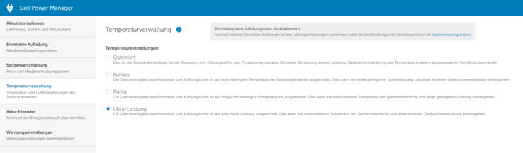 Dell Power Manager - Temperature settings