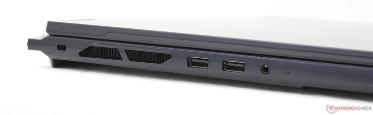 Left: Kensington Lock, 2x USB-A 3.2 Gen. 2, 3.5 mm headset