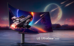 The UltraGear OLED 45GS96QB is VESA DisplayHDR 400 True Black certified, 45GR95QE pictured. (Image source: LG)