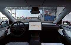 A Tesla driving autonomously to the parking lot at Giga Berlin (Image source: Tesla on X)