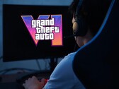 Gaming setup with GTA 6 logo on monitor