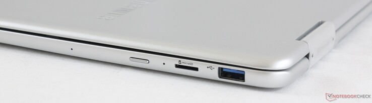 Right: Power button, MicroSD slot, USB 3.0 Type-A