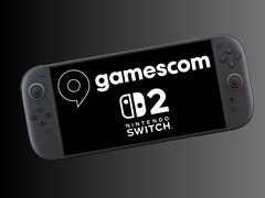 Nintendo Switch 2 showing Gamescom logo (Image source: Gamescom, Nintendo of America with edits)
