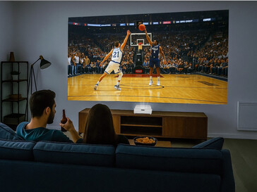 Optoma GT4000UHD 4K laser projector on TV stand (Image source: Optoma PR)