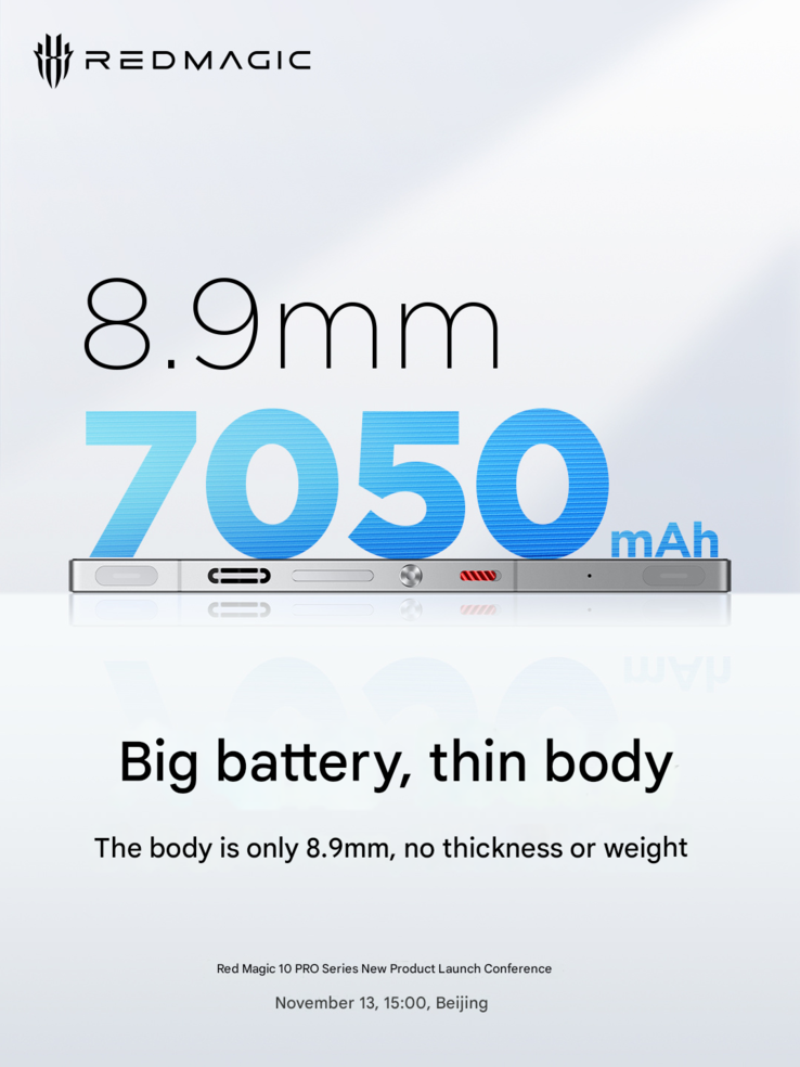 Battery capacity and thickness of the RedMagic 10 Pro (Image source: RedMagic - machine translated)