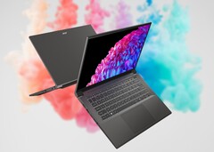 The 2024 Acer Swift X 14 (SFX14-72G) boasts AI features like noise reduction. (Image source: Acer, Pawel Czerwinski on Unsplash, edited)