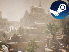 The Forgotten City is set in an ancient Roman city where people have been turned into gold statues. (Image source: Modern Storyteller, Steam, edited)