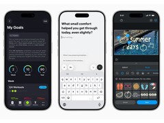 iPhones showing SmartGym, Stoic, and VLLO with Apple Intelligence features. (Image source: Apple Newsroom)