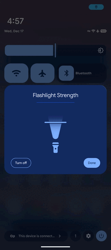 The ability to adjust flashlight strength. (Image source: 9to5Google)