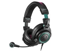 The Audio-Technica Hatsune Miku ATH-M50xSTS-USB MIKU headset is decorated with Miku design elements. (Image source: Audio-Technica)