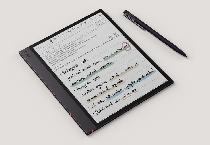 Users can take notes using the magnetic stylus or speak to have AI transcriptions made on the Boox Note Air6 C tablet.
