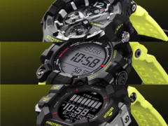 From top to bottom, the Casio G-Shock Gravitymaster GRB300RY-1A9, Mudman GW9500MRY-1A9, and the Rangeman GPRH1000RY-1A9. (Image source: Casio)