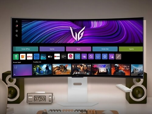 Smart TV apps with 39-inch 39GX90SA LG OLED gaming monitor is shown