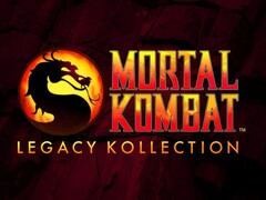 Mortal Kombat: Legacy Kollection logo featuring the iconic dragon emblem with red and yellow gradient text on a dark cracked background (Image source: Warner Bros. Games / NetherRealm Studios)