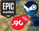 Sid Meier's Civilization VI is currently discounted by 90% on both Steam and the Epic Games Store. (Image source: Steam / Epic Games)