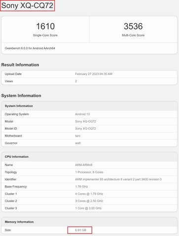 Xperia 5 IV. (Image source: Geekbench)