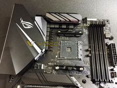 The Asus ROG X470-F Strix motherboard. (Source: Videocardz / Overclock 3D)