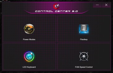 The main menu of the XMG Control Center