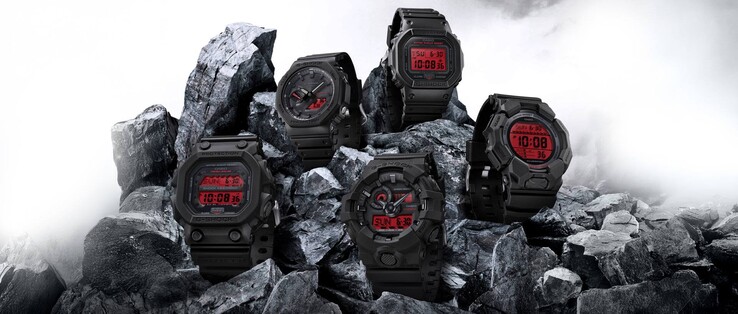 The Casio Black and Bold Red Series includes five watches. (Image source: Casio)