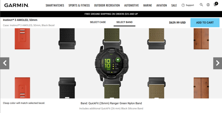 A range of straps are on offer for the Garmin Instinct 3 through Your Watch Your Way. (Image source: Garmin)