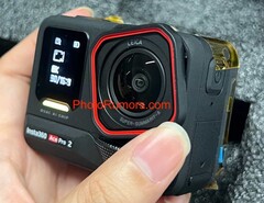 The Insta360 Ace Pro 2 leaked image revealed the &#039;dual AI chip&#039; text underneath the front-mounted display. (Image source: PhotoRumors)