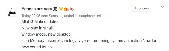MIUI 13 updates. (Image source: Weibo)