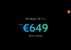 The Snapdragon 730G-powered Mi Note 10 Pro costs €649.