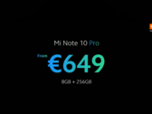 The Snapdragon 730G-powered Mi Note 10 Pro costs €649.