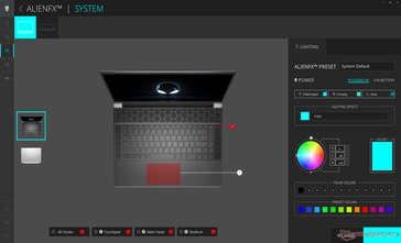 Keyboard, clickpad, and RGB ring color settings