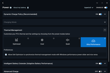Dell Optimizer power profile settings