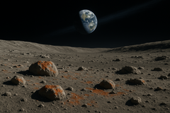 Rust forms on the Moon, caused by oxygen particles from Earth’s atmosphere that reach its surface through the so-called Earth Wind. (Image source: OpenAI)