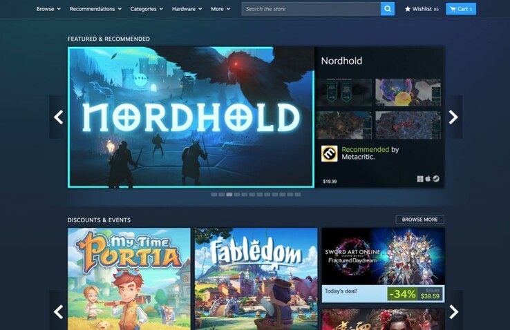 The Steam Store now features a new, central menu bar. (Image source: Steam)