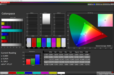 Color space (target color space: sRGB; profile: Professional, Standard)