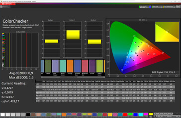 Color accuracy (target color space: sRGB; profile: Standard)