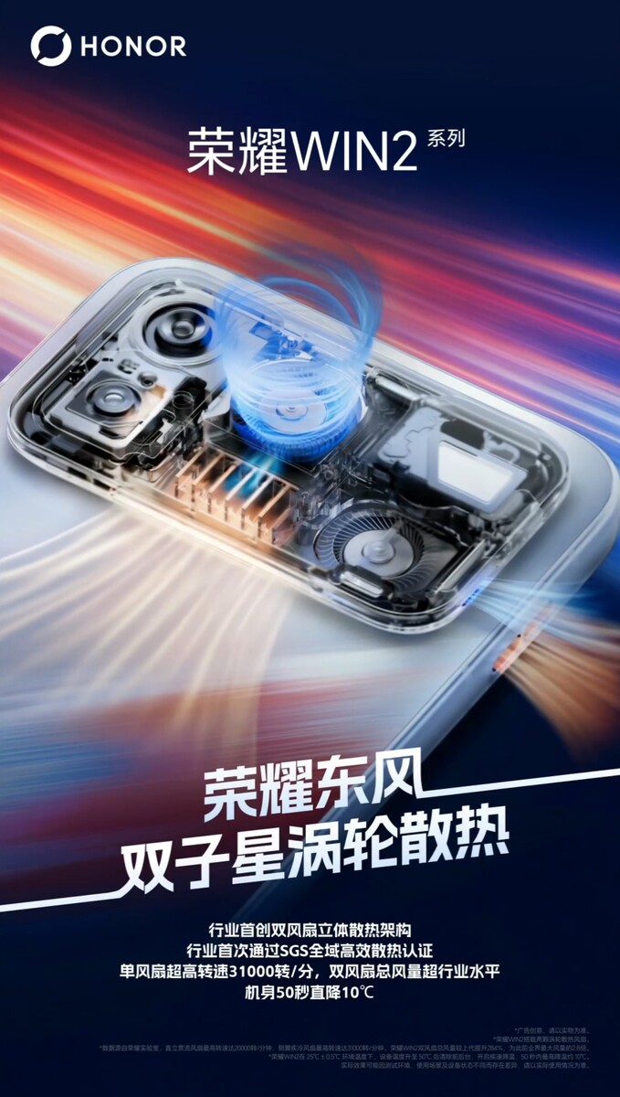The Honor WIN 2's cooling system detailed