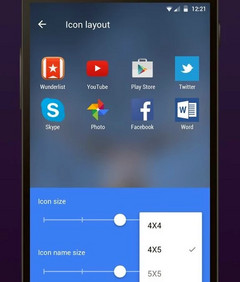 Microsoft Arrow Launcher Icon layout settings page, version 3.8.0 now available