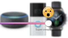 The Echo Dot, Ring Doorbell, and Galaxy Watch 3 have been deemed super creepy by Mozilla. (Image source: Mozilla/Amazon/Samsung - edited)