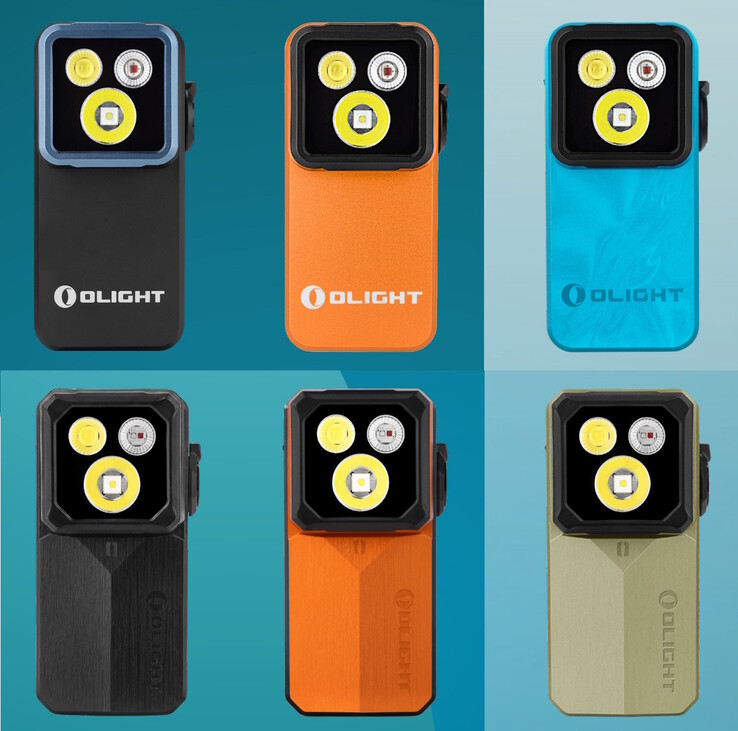 The Olight Oclip 2 Pro (top) comes in black, orange, or tidal blue, while the Oclip 2 Ultra (bottom) comes in onyx black, amber orange, or olive green.