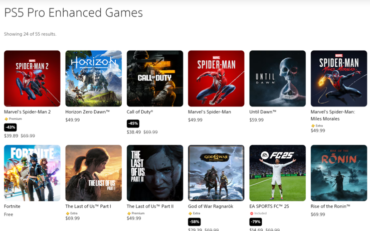 List of PS5 Pro Enhanced games for July 2025 (Image source: screenshot, PlayStation Store)