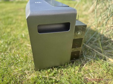 The two backup power sockets are located on the right-hand side (when viewed from the front).