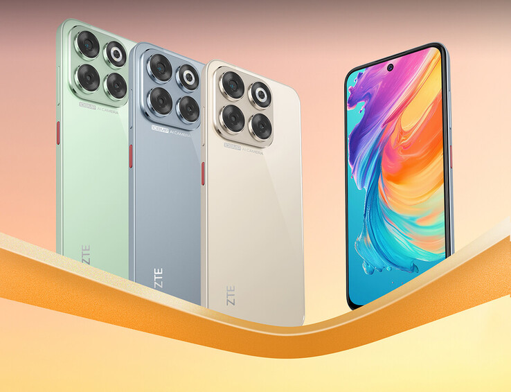 The Blade V70 in Glacier Green, Sunshine Gold, and Stardust Gray colorways (Image source: ZTE)