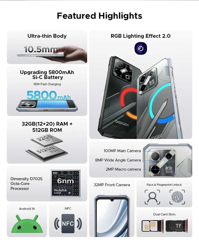 The Blade GT Pro has a MediaTek processor and large display bezels (Image source: Doogee)