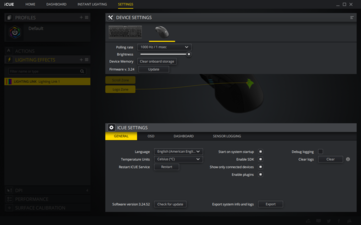 Corsair iCUE mouse settings.