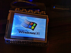 The watch was made using a Raspberry Pi A+ and QEMU to run Windows 98. (Source: 314Reactor)