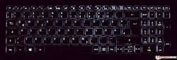 Keyboard of the Acer Spin 5 SP515-51GN with the backlight turned on