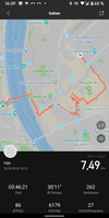 Route display in the app (