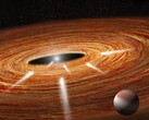 An artist's illustration showing a planet and a star.